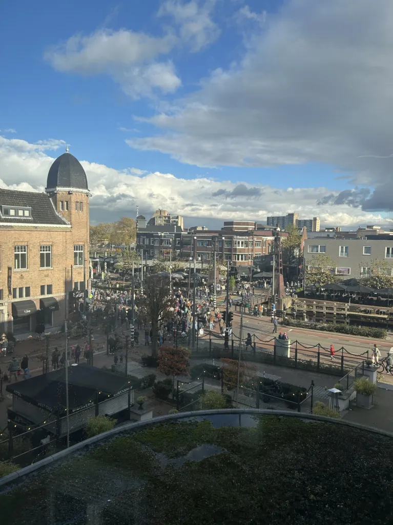 View of the town square from the hotel